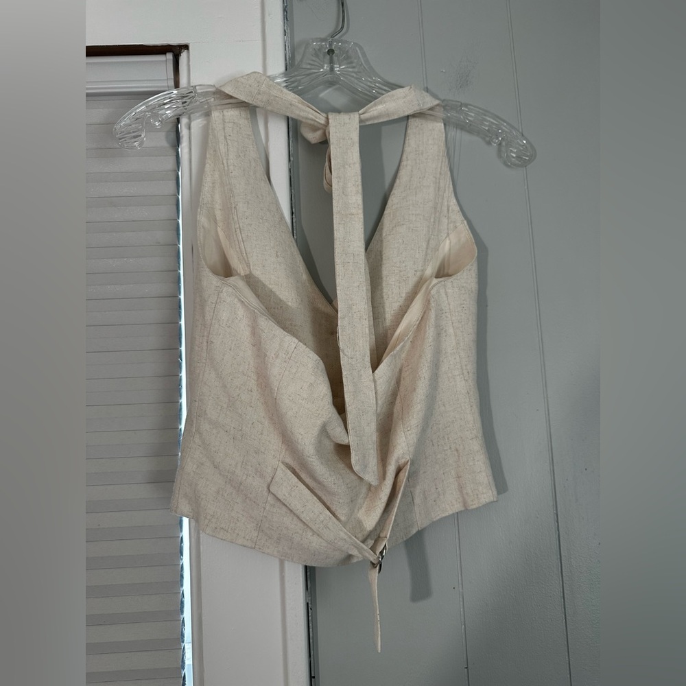 Peppermayo Linen Ambrosia Halter Vest Size 2 NWT Neutral Top - Picture 3 of 5